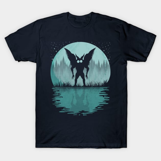 Mothman Full Moon T-Shirt by Tesszero